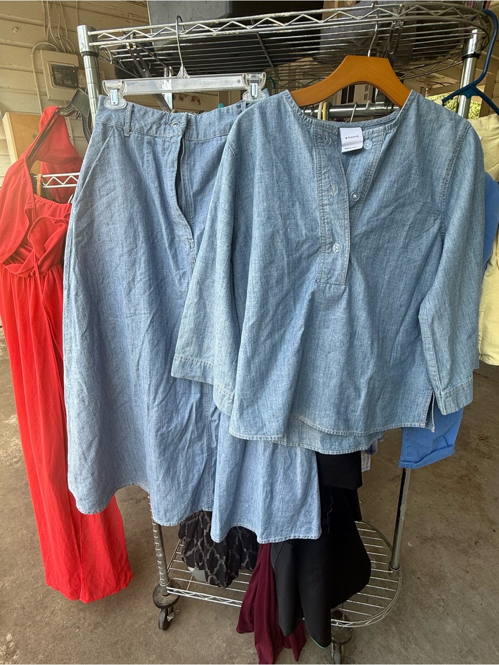 Light Wash Denim Top and Skirt Set